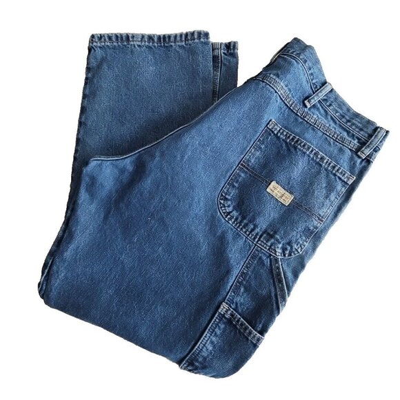 Wrangler Carpenter's Jeans Men's Size W40 L32 Straight Wide Leg Med Blue Y2K - Picture 8 of 16